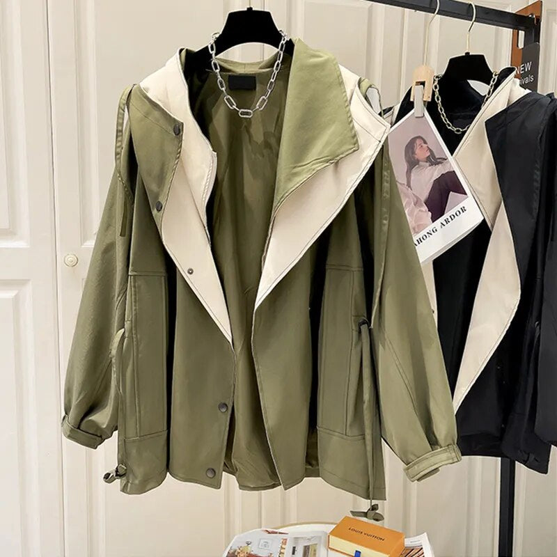 Alya Allure Paris™ two-tone waterproof trench coat