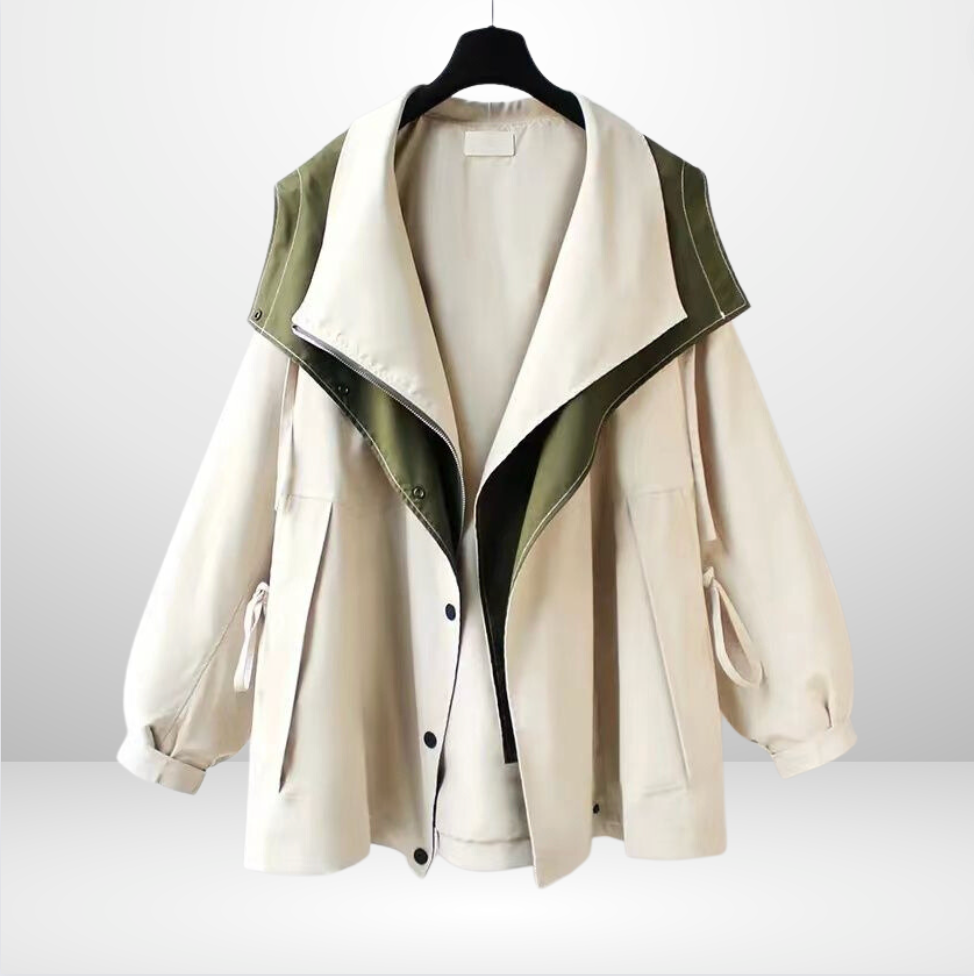 Alya Allure Paris™ two-tone waterproof trench coat